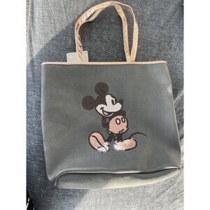 NWT DISNEY LOUNGEFLY GRAY TOTE ROSE GOLD SEQUIN MICKEY TOTE